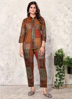 Rayon Multi Color Casual Wear Printed Readymade Cord Set